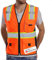 Dib Safety Warnweste, reflektierend, orangefarbenes Netzgewebe, hohe Sichtbarkeit, Weste mit Taschen und Reißverschluss, strapazierfähige Weste mit 3M-Reflektorband, Größe 3XL