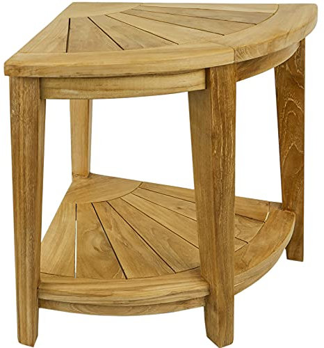 PrimeMatik - Tabouret de Salle de Bain de Coin avec étagère 45 x 50 x 45 cm Bois de Teck certifié