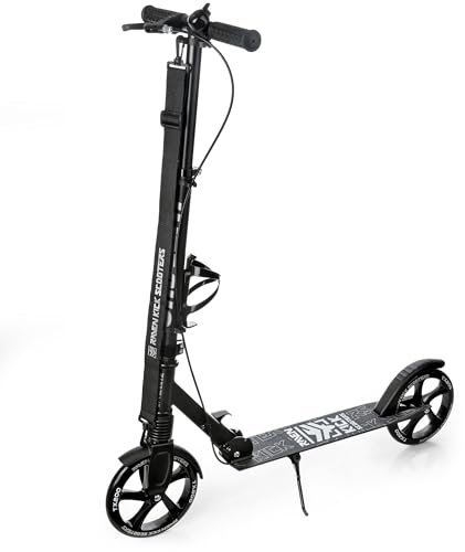 RAVEN Scooter Roller Tretroller Kickscooter für Kinder Erwachsene |klappbar | höhenverstellbar | Tragegurt | Klingel | Flaschenhalter (Straight PRO mit Handbremse, 200mm)