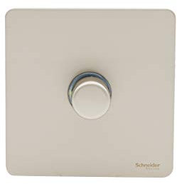 Schneider Electric Ultimate Screwless Flat Plate - Single 2 Way LED Dimmer Light Switch, 100W/VA, GU6412LMPN, Pearl Nickel, 1 Gang