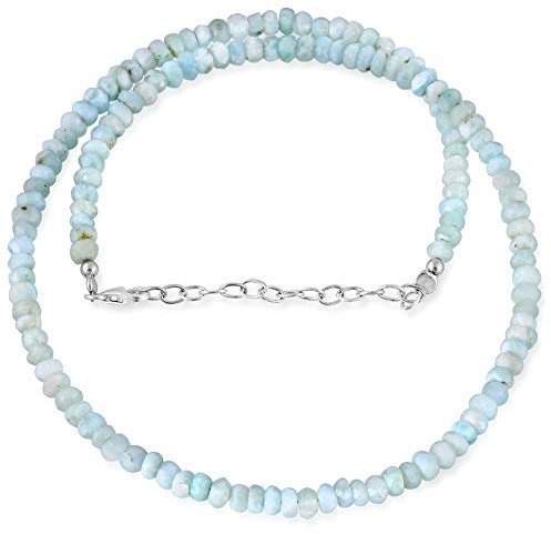 Vatslacreations Larimar-Perlen-Halskette – Facettierte Edelsteinperlen, handgefertigter Schmuck für Damen und Mädchen, natürliche Edelstein-Kette