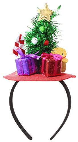 iiniim Weihnachten Stirnband Weihnachtsbaum Hut Haarreif Weihnachtsmütze mit Stern Geschenkbox Weihnachten Haarschmuck Kostüm Zubehör Rot&Grün Einheitsgröße