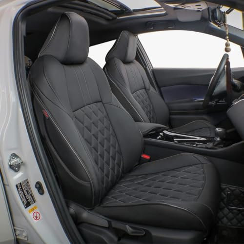 Easeadd Custom Sitzbezüge für Toyota CHR Sitzbezüge Zubehör 2019 2020 2021 2022 2023 Alle Variante -Vollflächiger Sitzschutz für Leder (Schwarz)