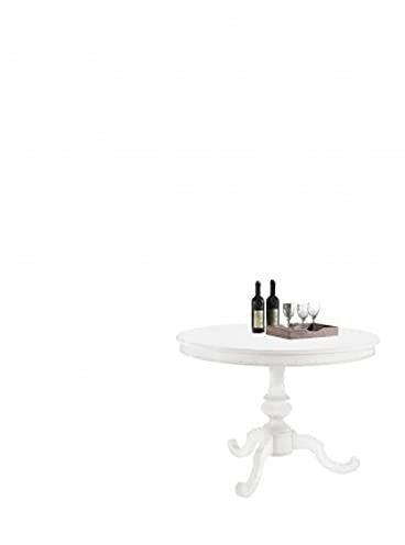 Mar.c.a. Design - Ausziehtisch, rund, weiß, matt, mit gedrehten Beinen, Pappelholz, Möbel für Wohnzimmer, Kunst Povera Made in Italy