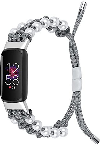 Ginamart Kompatibel mit Fitbit Luxe Armband, Damen und Mädchen, gewebtes Nylon, verstellbare Armbänder, Sport-Ersatzarmband für Luxe Activity Tracker, Small/Large, Nylon, (Grau)