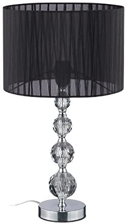 Relaxdays Tischlampe, Nachttischlampe im Kristalldesign, HxD 54 x 29,5 cm, E27 Fassung, Tischleuchte mit Schirm, schwarz