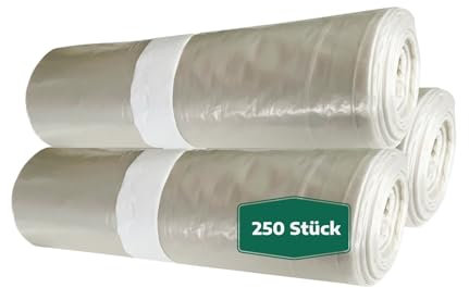 dm-folien Transparente Müllsäcke 120 Liter I 250 Stück I 700 x 1100 mm I Große Abfallbeutel für leichte bis mittelschwere Abfälle I Reißfeste Müllbeutel aus LDPE Regenerat I Foliensäcke 62 my