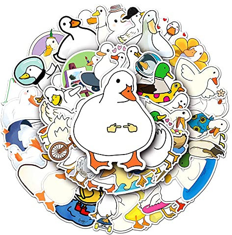 Cartoon Duck Stickers for Teens Girls Boys Kids,Lovely Waterproof Vinyl Stickers for Laptop Tablet Phone Flasks Water Bottle Bike Luggage Cup Computer Mug,Cute Animals Decals Pack[Duck-50Pcs]