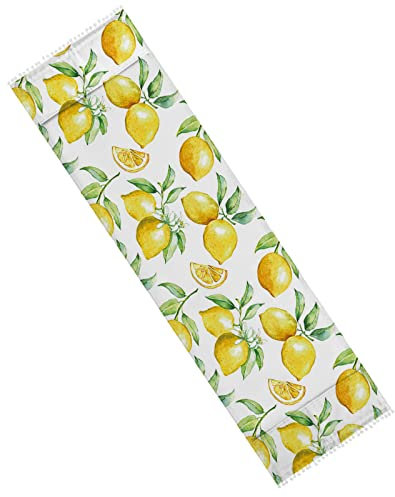 Staubschutz für Mikrowelle, gelbe Zitrone, Aquarell, Obst, rutschfest, Kühlschrank-Staubschutz, Waschmaschinen-Abdeckung mit Aufbewahrungstaschen, 30,5 x 88,9 cm