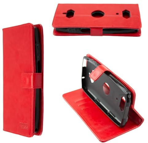 caseroxx Bookstyle Handytasche für Crosscall Core-X5 in rot – Klapphülle mit Kreditkartenfächern, Magnetverschluss, Standfunktion & Rundumschutz für Display und Gehäuse
