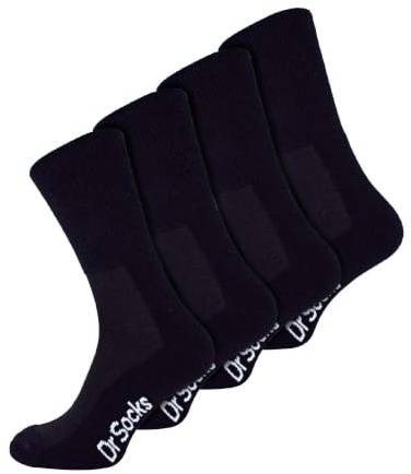 Dr.Socks 4er Pack Ohne Gummibund Diabetikersocken Atmungsaktiv Bambus Socken | Extra Breit Nahtlos Socken für Geschwollene Füße