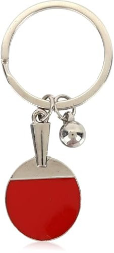 Agatige Tennis de table balle porte-clés raquette, Porte-clés, Raquette de Tennis de Table avec balle Porte-clés dans la couleur argent/Cadeau Tennis de Table pour Clés, Voitures, Sacs à Dos