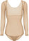 Nimiman Bauchtanz-Body für Damen, mit langen Ärmeln, Netzstoff, durchsichtig, Leotard, Hautfarben, Free size
