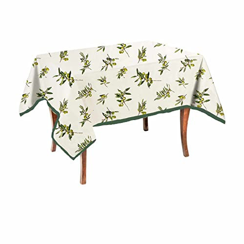 MyVorrei Tischdecke mit Olivenmuster, rechteckig, 100 % Baumwolle, 145 x 180 cm