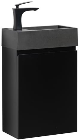 WC Badmöbel Angela 40x22 cm Matt Schwarz - Schrank Schwarze Waschbecken Badezimmer Toilette