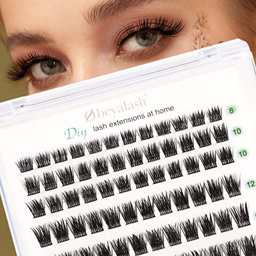 Obeyalash Ciglia Finte Ciuffetti C Curl Ciuffi Ciglia Finte 8~14mix Ciglia Finte Effetto Extension DIY Lash Extensions Soft and Reusable (Mix 8-14mix C Curl Volume-Rose)