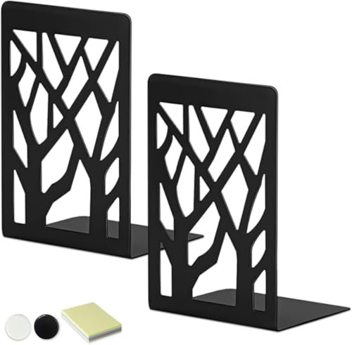 DARUITE Serre Livre, Cale Livre Presse Livre Serre Livres Original en Métal Accessoires Bureau Rangement Livre, pour la Maison, Bureau, l'école, Bibliothèque (1 Paire,90 x 120x 165 mm,Noir)