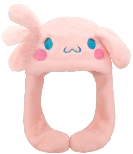 Roffatide Anime weißen Hund Ohr bewegen springenden Hut flauschige Beanie Cap weich warm Winter Kopf tragen niedliche Mützen für Frauen rosa