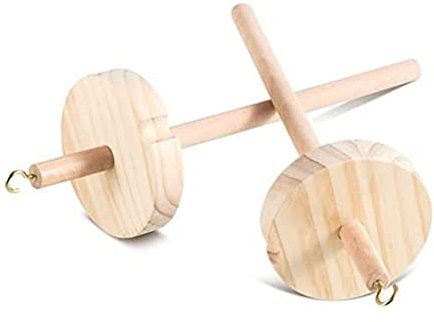 ISTOVO 2pcs DIY Tropfen Spindel Top Whorl Garn Spinner Hand Holzspindel + Metall DIY Tropfen Spindel für Garnherstellung Garnspindel für Anfänger Nähen