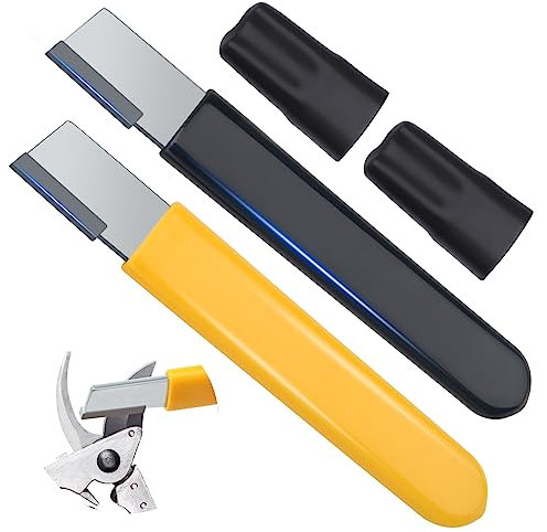 Windspeed 2PCS Garden Tool Sharpener Stone for Garden, Scissor Sharpener for Gardening Pruner Sharpening (2, Yellow+Black)