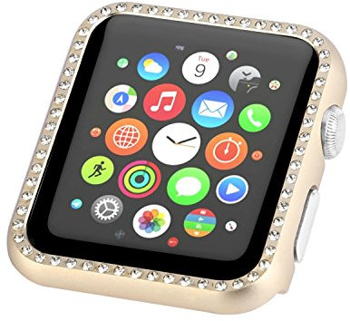 Custodia di Alluminio Compatibile con Apple Watch 8 41mm con Diamante, Brillantini Bumper Protezione Case Ultra Sottile in Metallo Cover Paraurti Rigida Compatibili con iWatch 41mm Serie 7/8, Oro
