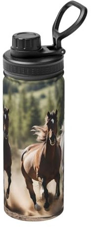 Bouteille d'eau durable avec trois chevaux de course - Bouteille d'eau isotherme pour activités de plein air - 532 ml