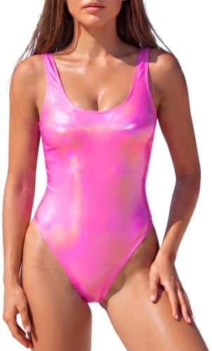 SHEKINI Donna Abito da Bagno in Una Parte Addominale Profondo U Retro Lucido Moda da Bagno Bodysuit Sottile Monokini Costume da Bagno