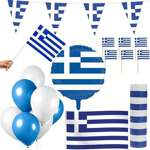 Griechenland Party Deko Set 74 TLG. Partyset Partydeko blau weiß