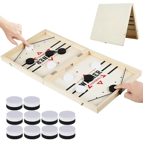 COCOSY 2-in-1 Portable Hockey Tischhockey 58CM, Sling Puck Spiel mit Schnell Bouncing Brett - Doppelkampf Spiel für Familien und Freunde Geschenk