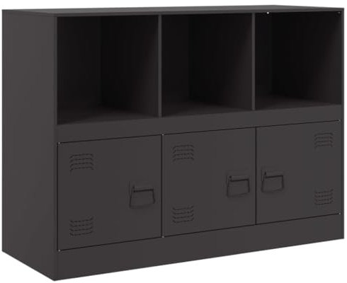 vidaXL Sideboard, Kommode Anrichte für Wohnzimmer, Metallschrank Schrank mit Stauraum, Highboard Beistellschrank Mehrzweckschrank, Schwarz Stahl