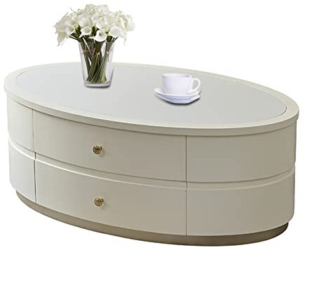 Couchtisch Moderner Luxus-Couchtisch mit einzigartigem Schreibtisch und stabiler Basis, ovaler Sofatisch mit 2 großen Schubladen, for Wohnzimmer und Büro Kaffeetisch(Color:A,Size:150*80*48cm)