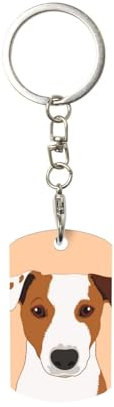 InOmak Jack Russell Terrier Hund, Rechteckiger Metall-Schlüsselanhänger, Metall-Schlüsselanhänger, Schlüsselanhänger, Ringhalter, Organizer, 1 Stk