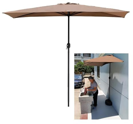Patio Umbrella Outdoor Half Umbrellas, Uv Protection Garden Parasol, Awning That Swings Open Easily, Parasol Umbrella For Patio, Backyard, Garden, Deck, Without Base(Khaki,250 * 130)