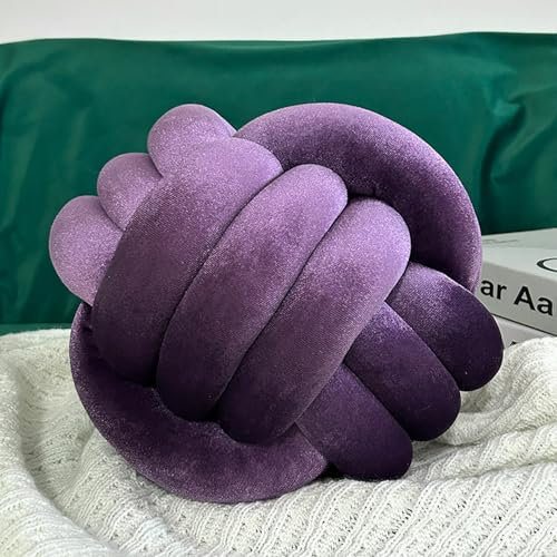 Ueiwffzo Knotenkissen Zierkissen, Aesthetic Room Decor Knoten Kissen Kuschelkissen, Weiche Flauschige Sofakissen Aesthetic Kissen Dekokissen für Sofa Bett Boden Deko (Lila,22 cm)