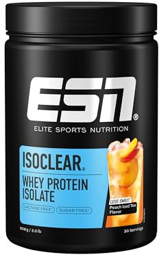 ESN ISOCLEAR Whey Isolate Protein Pulver, Peach Iced Tea (Less Sweet), 908 g, Proteinlimo mit fruchtig leckerem Geschmack, clear Whey - made in Germany