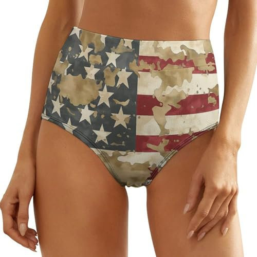 MQSSYOA Culotte Femme Drapeau USA sous-Vêtements Bikinis sous-Vêtements pour Femmes