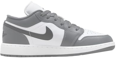 NIKE Air Jordan 1 Low GS Grade School Trainers Sneakers Fashion Shoes 553560 (White/Black-Iron Grey 152) Size UK4.5 (EU37.5)