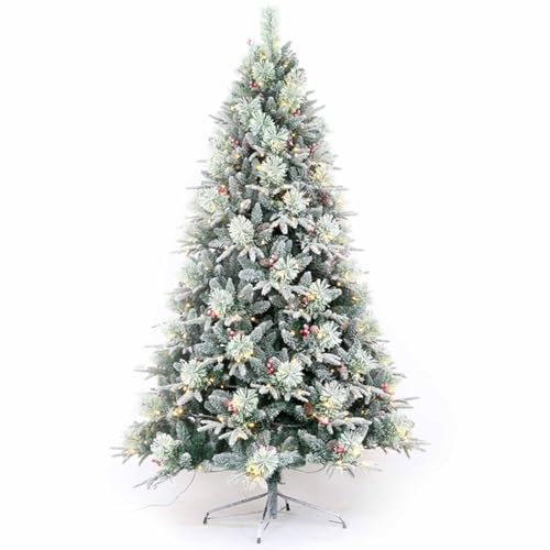 RUYICZB 2,13 M Großer Künstlicher Weihnachtsbaum Aus Fichte, Hochwertiger Schneebeflockter Baum Mit Tannenzapfen Und Roten Beeren, Weihnachtsbäume Für Zuhause, Das Büro, Als Party-Dekoration