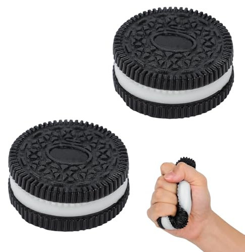 2 Stück Stressabbau Spielzeug, Taba Squishy, Fufu Squishy, Keks-Stressabbau-Spielzeug, Anti Stress Spielzeug, zum Konzentrieren, Quetsch Spielzeug Angst Relief mit Bällen Lustig (Schwarz)