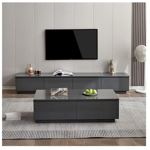 Generico Mobile Porta TV Moderno con spaziosi armadietti portaoggetti a cubo per TV da 63-95 Pollici, Ideale per soggiorni o camere da Letto (240 cm)