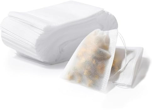 Vinabo 400 Sachet the a Remplir Jetable, Filtre à thé 7 x 9 cm avec Cordon de Serrage, Infuseur thé Adaptés au thé en Feuilles, au thé Parfumé, aux épices, aux Herbes Médicinales, aux épices, etc