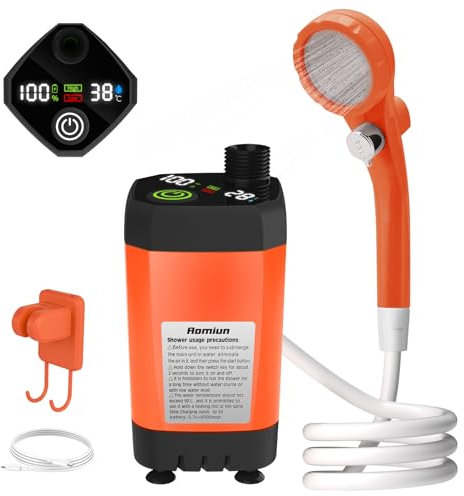 Aomiun Pompa per Doccia da Campeggio Kit Doccia Esterna per Camper Kit Doccia da Campeggio con Display Digitale Intelligente Kit Doccia Regolabile