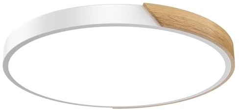 FIVMEN LED Deckenlampe Holz 96W Deckenleuchte Kaltweiß Deckenlampen Led Lampen für Wohnzimmer Schlafzimmer Badezimmer Balkon Ø60cm, Weiß