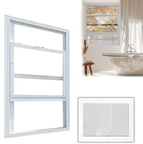 Finestra Finestre Scorrevoli in Alluminio con Zanzariera e Vetro, 30 36 46 51 61 71 76 81 91 Cm Cantina Capannone Pollaio Soffitta Bagno Finestra, Piccola Finestra di Ventilazione(White,24x27in/61x69c