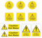 Conjured (10-Pack) Caution Hot Water Warning Self-Adhesive Signs Multipack of 10 Stickers in Various Shapes and Sizes/Caution Hot Water Stickers Vinyl Decal 10-Pack