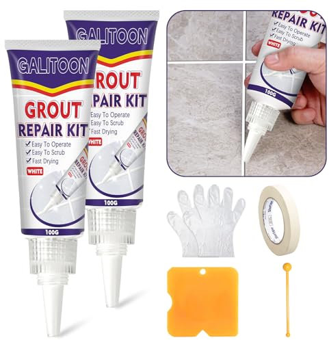 Tile Grout Repair Kit, Fast Drying Tiles Sealer Bathroom Shower Kitchen Floor, Restore and Renew Joints Line, Gaps, Replace Grouts Pen (White, 2)