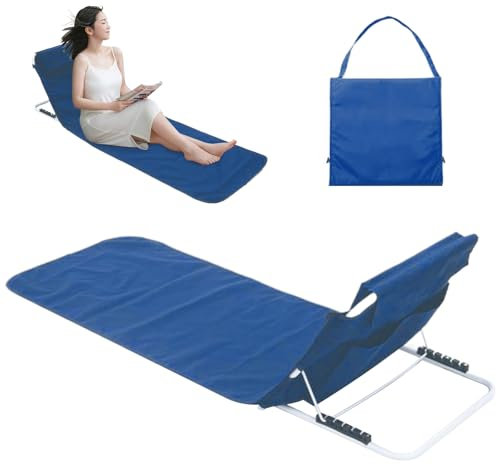Portátil Beach Lounge tumbona reclinable ajustable impermeable Oxford Mat plegable tumbonas para playa piscina camping patio azul marino