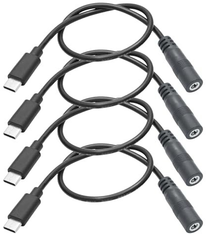 4 Stück DC zu USB Stromkabel 1FT, DC 3.5 x 1.35 Weiblich Zu USB Type C Männlich Stecker Verlängerungskabel Netzwerkkabel 22AWG, für LED Schreibtischlampe, kleinen Ventilator andere -Geräte.