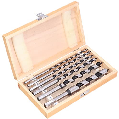 6 Pcs Auger Bit Set | Long - Lasting Woodworking Drill Bits for Electric Hand Drill | High Carbon Steel Auger Bits for Wood/Furniture/DIY Projects | 6-20mm, 9.1in Length