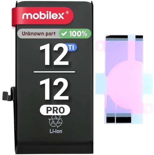 MOBILEX® Batteria per iPhone 12/12 Pro | Senza Messaggio | Chip TI | 2815mAh - OEM | Batteria Interna con Adesivo | Capacità Originale